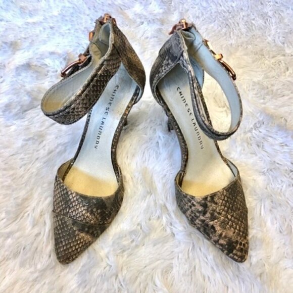 Chinese Laundry Heels 6.5 D’Orsay 4” Solitaire Snake Cocktail Party Dancing NWOT - Picture 3 of 12